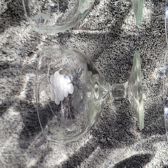 Dining Vintage Set Of Etched Glass Dessert Cups Poshmark